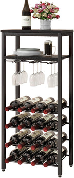 Wine Rack Freestanding Floor Bar Cabinet Coffee 4-Tier