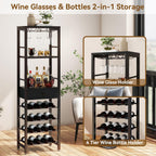 Wine Rack Freestanding Floor Bar Cabinet Coffee 4-Tier