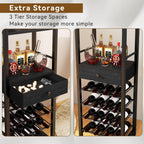 Wine Rack Freestanding Floor Bar Cabinet Coffee 4-Tier