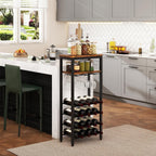 Wine Rack Freestanding Floor Bar Cabinet Coffee 4-Tier