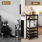 Wine Rack Freestanding Floor Bar Cabinet Coffee 4-Tier