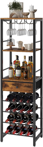 Wine Rack Freestanding Floor with Glass Holder