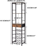Wine Rack Freestanding Floor with Glass Holder