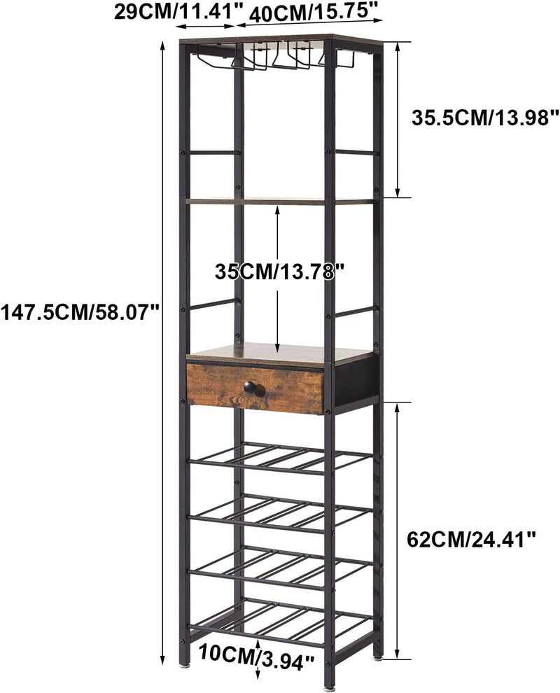 Wine Rack Freestanding Floor with Glass Holder