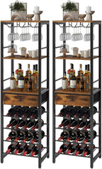 Wine Rack Freestanding Floor with Glass Holder