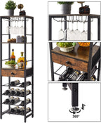 Wine Rack Freestanding Floor with Glass Holder