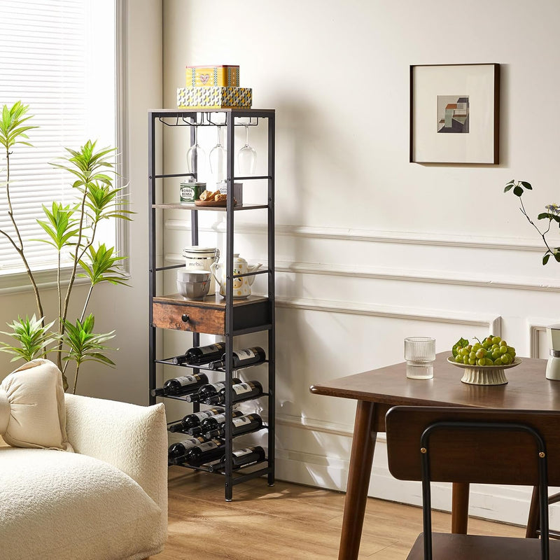 Wine Rack Freestanding Floor with Glass Holder