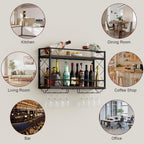 Wine Rack Wall Mount 2 Tier with Glass