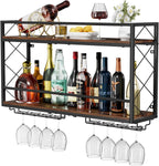 Wine Rack Wall Mount 2 Tier with Glass