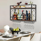Wine Rack Wall Mount 2 Tier with Glass