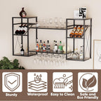 Wine Rack Wall Mounted Bottle Organiser with Glass