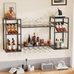 Wine Rack Wall Mounted Bottle Organiser with Glass