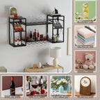 Wine Rack Wall Mounted Bottle Organiser with Glass