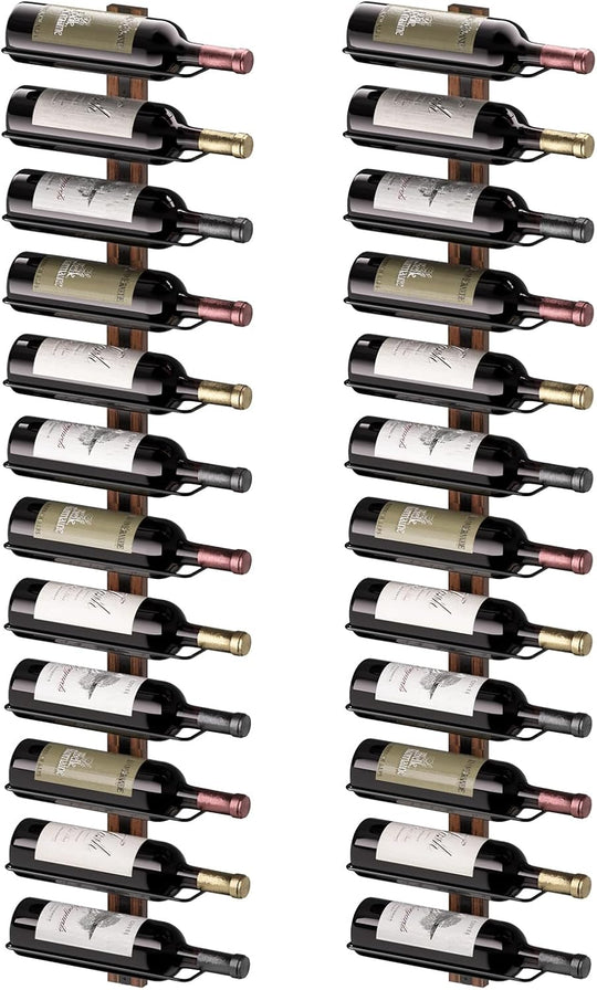 Wine Rack Wall Mounted for 24 Bottles Wood