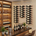Wine Rack Wall Mounted for 24 Bottles Wood