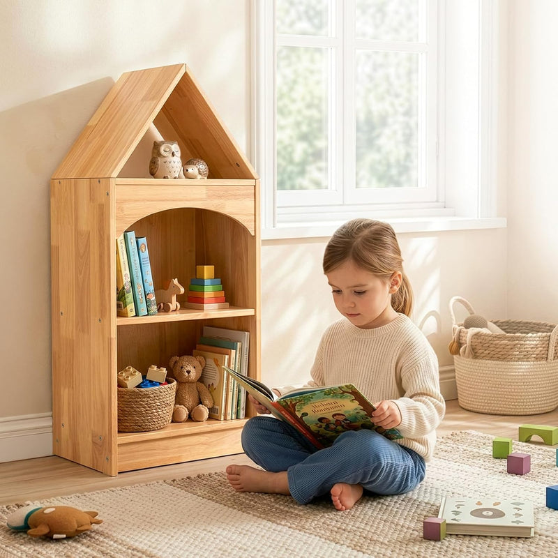 Wood Kids Shelf 4-Tier Corner Cabinet for Toy