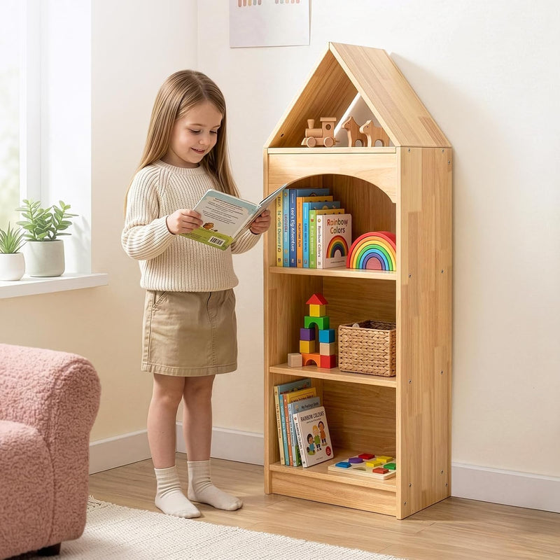 Wood Kids Shelf 4-Tier Corner Cabinet for Toy