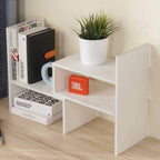 Wood Adjustable Bookshelf Bookcase Expandable Desktop Storage