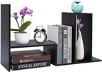 Wood Adjustable Bookshelf Bookcase Expandable Desktop Storage