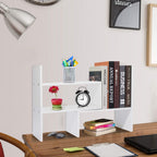 Wood Adjustable Bookshelf Bookcase Expandable Desktop Storage