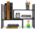 Wood Adjustable Bookshelf Bookcase Expandable Desktop Storage