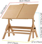 Wood Adjustable Drafting Table: 35.5" X 23.5" Wooden