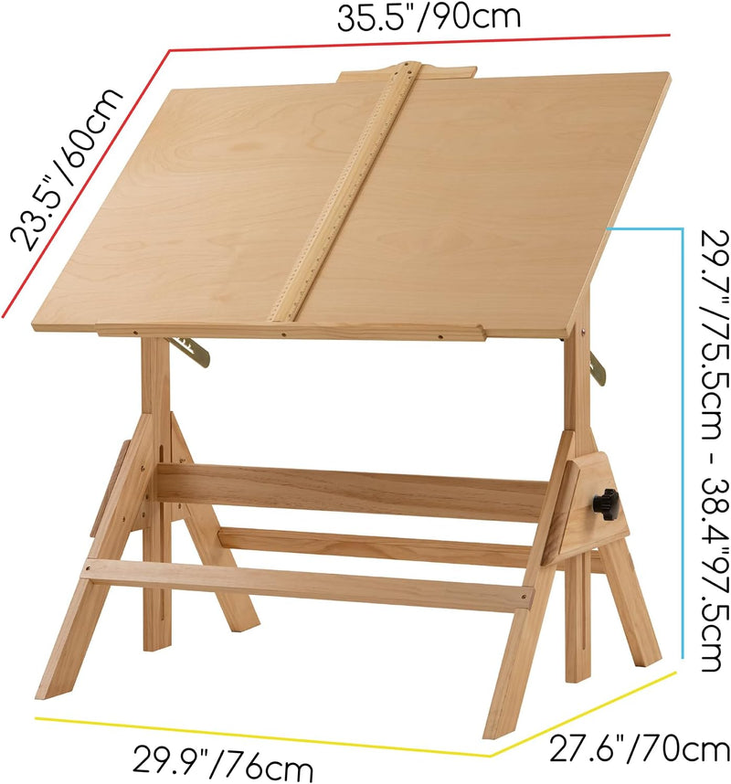 Wood Adjustable Drafting Table: 35.5" X 23.5" Wooden