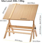 Wood Adjustable Drafting Table: 35.5" X 23.5" Wooden