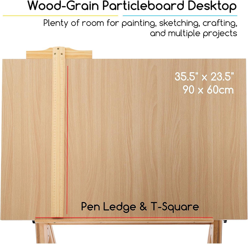 Wood Adjustable Drafting Table: 35.5" X 23.5" Wooden