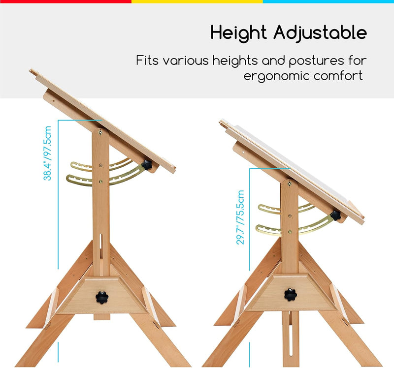 Wood Adjustable Drafting Table: 35.5" X 23.5" Wooden
