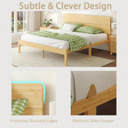 Wood Bed Frame with Headboard 14 Inch High
