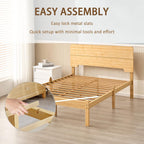Wood Bed Frame with Headboard 14 Inch High