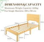 Wood Bed Frame with Headboard 14 Inch High