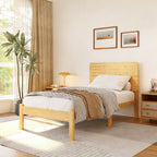 Wood Bed Frame with Headboard 14 Inch High