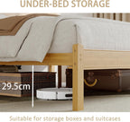 Wood Bed Frame with Headboard 14 Inch High