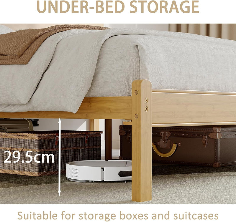 Wood Bed Frame with Headboard 14 Inch High