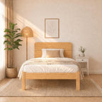 Wood Bed Frame with Headboard 14 Inch High