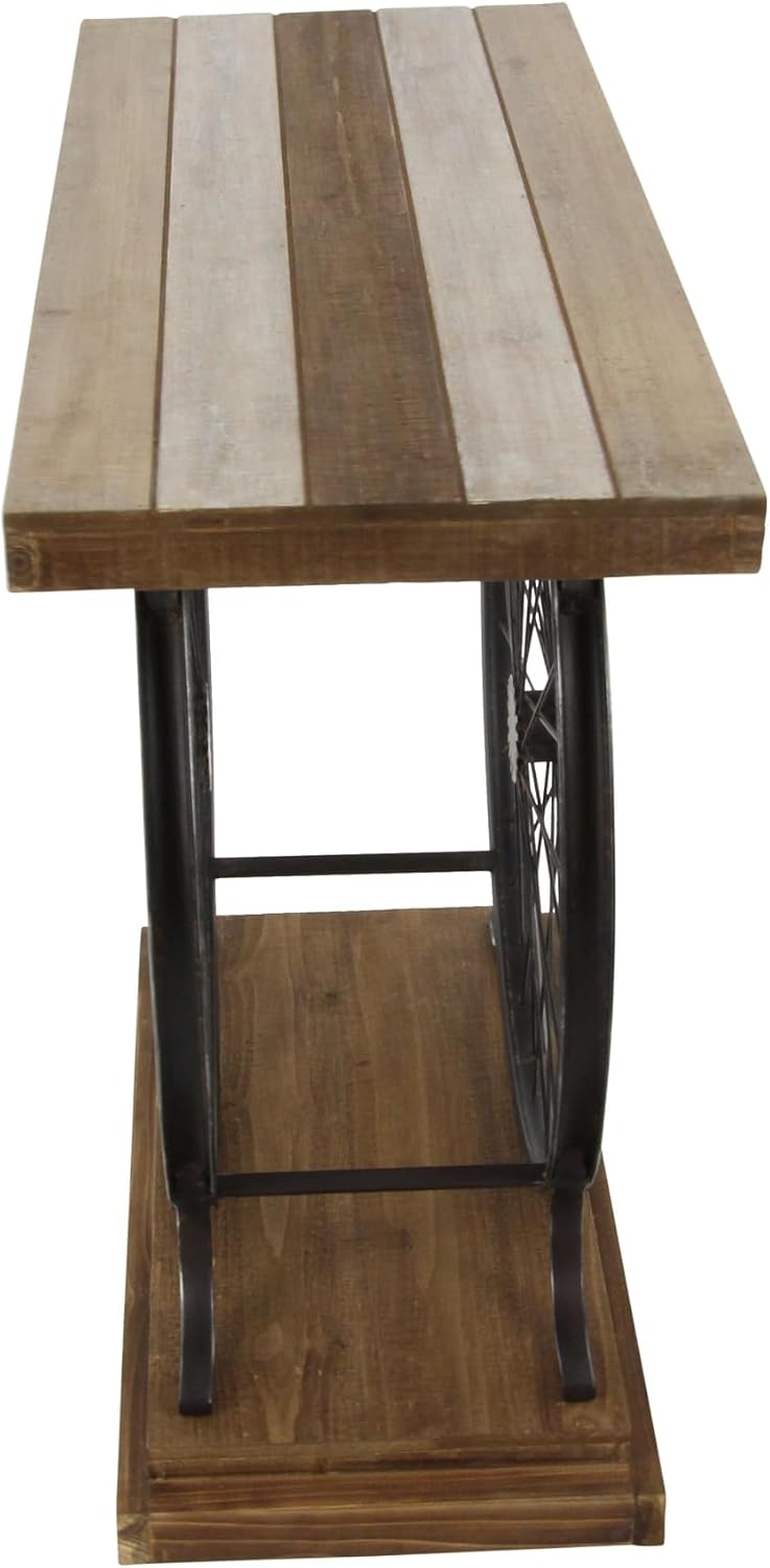 Wood Bike Wide Slatted Top Console Table