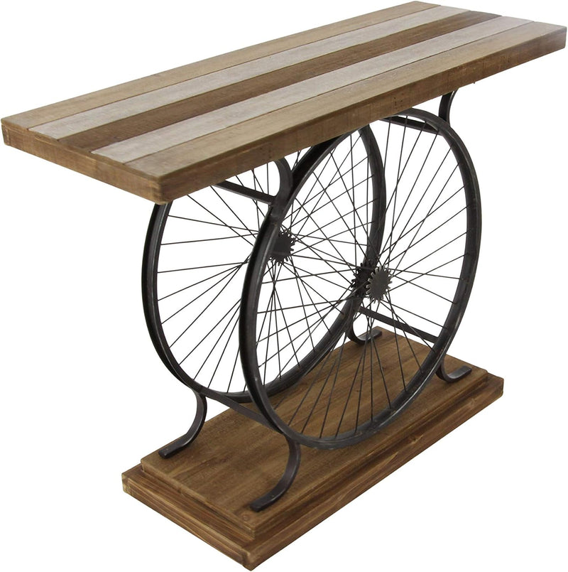 Wood Bike Wide Slatted Top Console Table