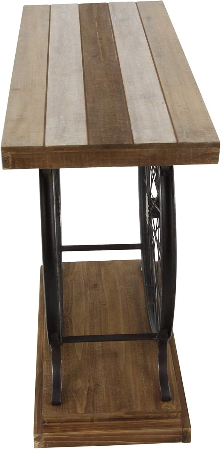 Wood Bike Wide Slatted Top Console Table