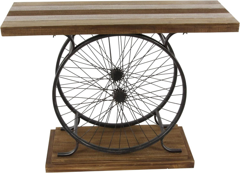 Wood Bike Wide Slatted Top Console Table