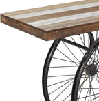 Wood Bike Wide Slatted Top Console Table