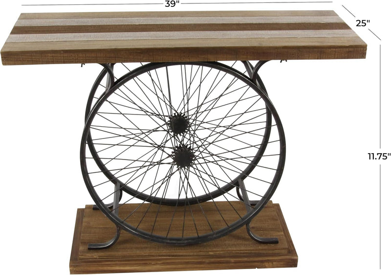 Wood Bike Wide Slatted Top Console Table