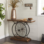 Wood Bike Wide Slatted Top Console Table