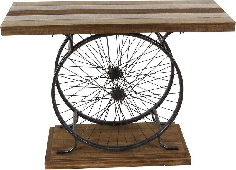 Wood Bike Wide Slatted Top Console Table