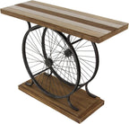 Wood Bike Wide Slatted Top Console Table