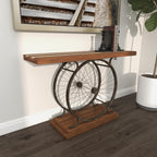 Wood Bike Wide Slatted Top Console Table