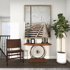 Wood Bike Wide Slatted Top Console Table