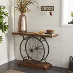 Wood Bike Wide Slatted Top Console Table
