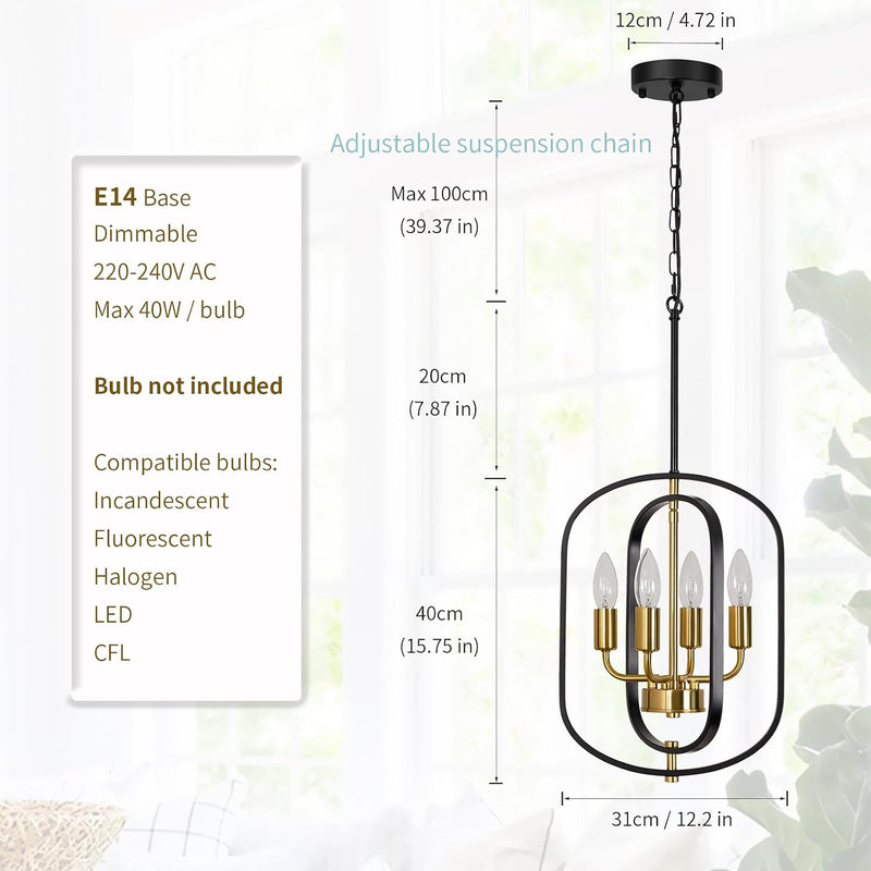 Wood Chandeliers 5-Light Adjustable Height Hanging Rustic